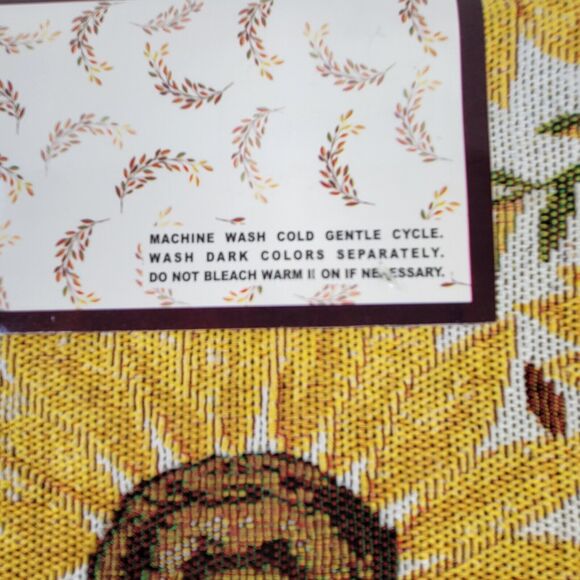 Set of 4 Yellow Sunflowers Tapestry Placemats Cotton Poly Brown Back 13" x 19" - Picture 10 of 13